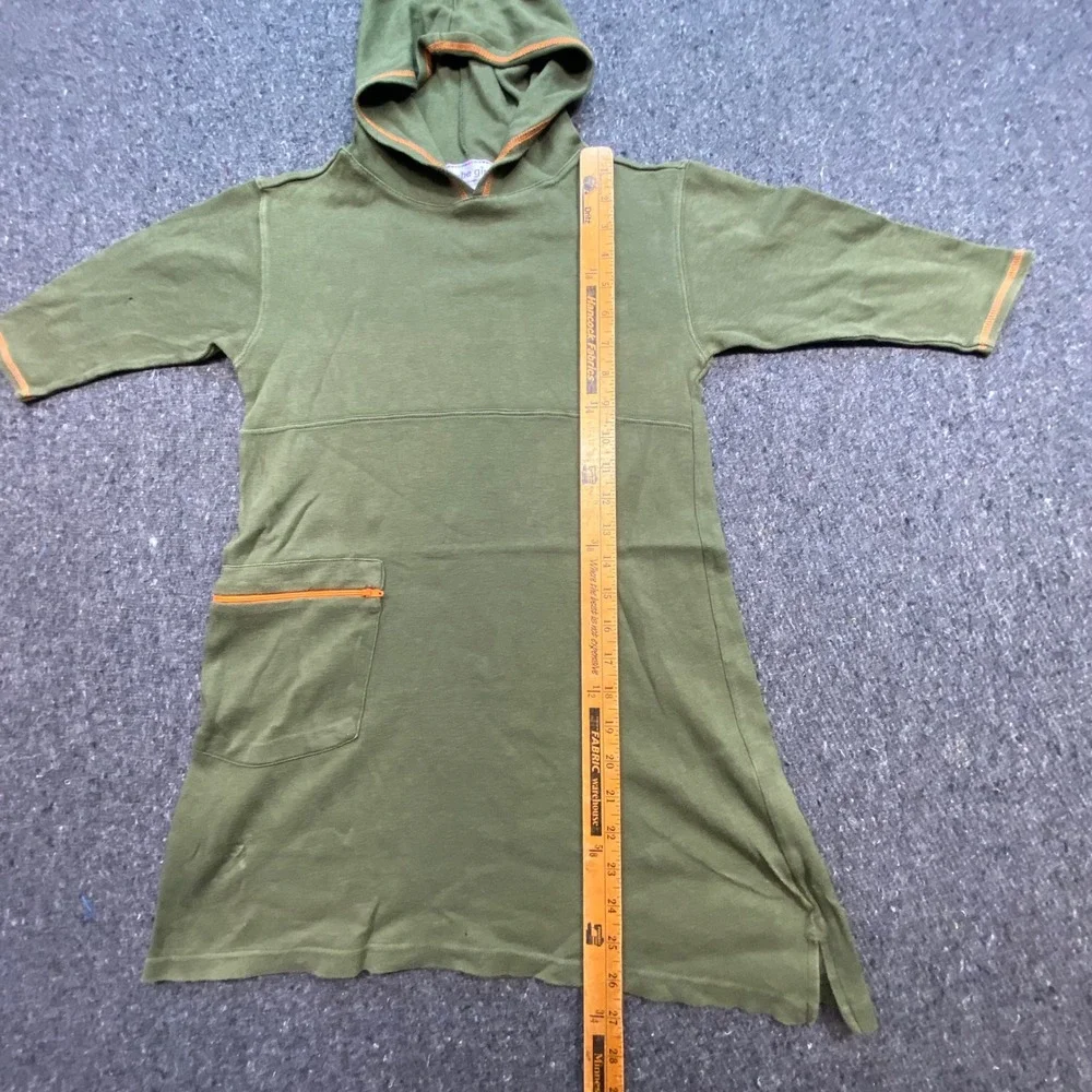 Kobe Girl Hooded Tunic Dress Sz M Girls Green Y2K Grunge Zip Pocket Skater Shirt